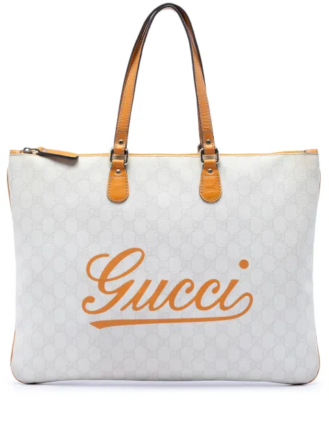 Gucci Pre-Owned 2016-2026 Large GG Supreme Heritage Logo tote bag White P31OPKUKYXIXMQ38