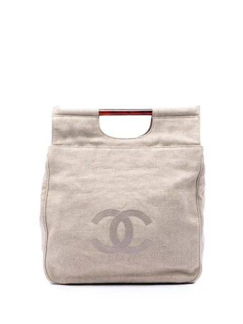 CHANEL Pre-Owned 1996-1997 CC Canvas Tortoise Handle tote bag Neutrals LMQFN3O7IS4343Q4