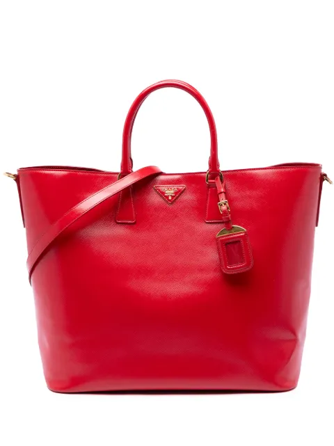 Prada Pre-Owned 2010-2026 Saffiano Vernice Convertible Tote satchel Red HI1K3BTYLUNZD3C9