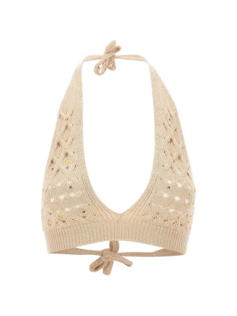 Kangra stud-embellished open-knit top Neutrals 171690
