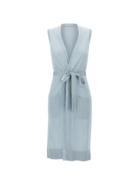 Kangra lurex-knit belted cardi-coat Blue 197007