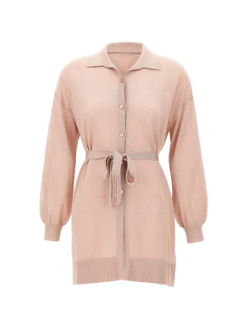 Kangra belted lurex-knit cardi-coat Pink 197035