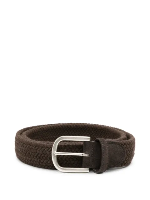 Canali braided suede-trimmed belt Brown KC0053650C