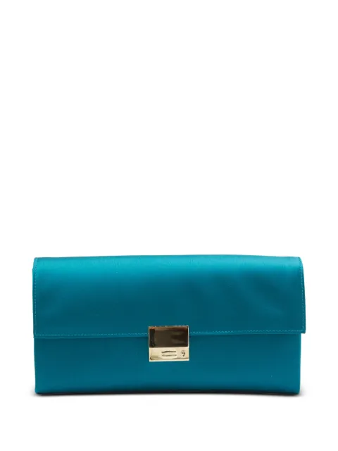 TOM FORD satin-finish logo-plaque clutch bag Blue L1947TSA001PGFA
