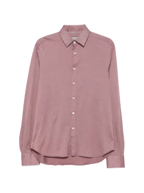 Canali mélange-effect button-down shirt Pink CSL7077GN03485