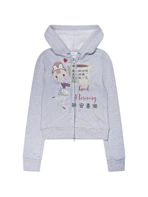 Praying graphic-print zip-up hoodie Grey PRAY242219