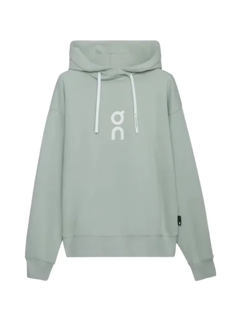 On Club logo-print hoodie Green 1WE10040229