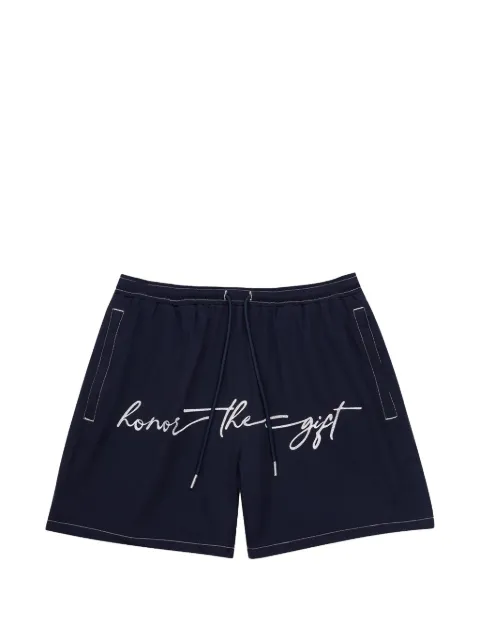 Honor The Gift Hybrid Cursive logo-embroidered drawstring shorts Blue HTG260262001NAVY