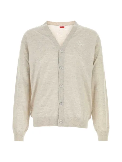 Kenzo embroidered-logo wool cardigan Grey FG65CA8123LB