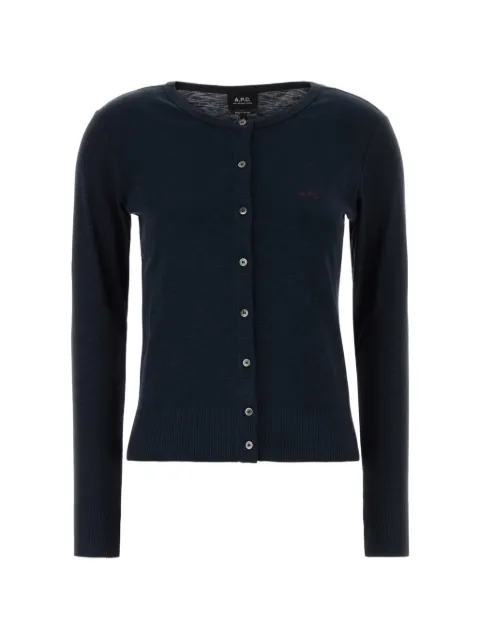 A.P.C. Cora logo-embroidered cardigan Blue COHPFF26591