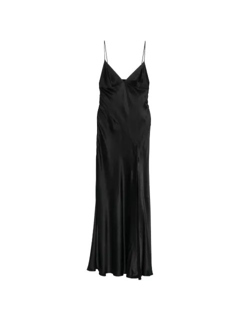 Alberta Ferretti satin-finish side-slit maxi dress Black A04226627