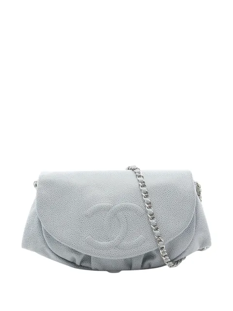 CHANEL Pre-Owned 2012-2013 CC Caviar Half Moon Wallet on Chain crossbody bag Blue Q1VJGNCSJMRXYKX0