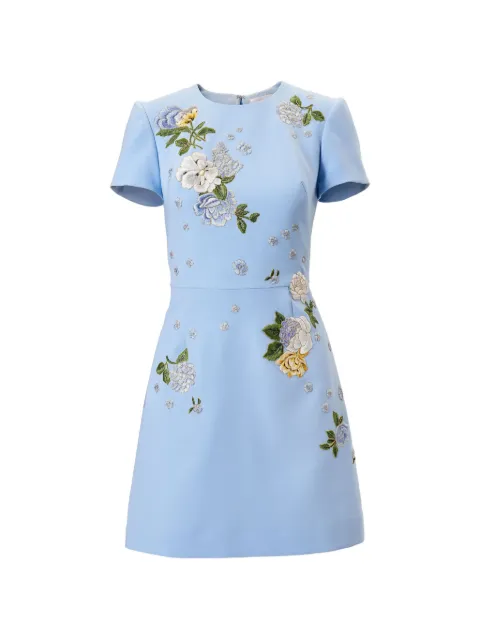 Carolina Herrera floral-embroidered bow-detail mini dress Blue E2611E503SFR