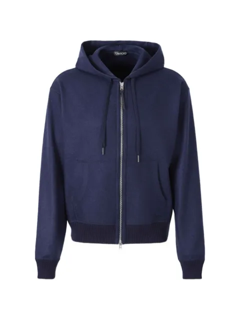 TOM FORD zip-up cashmere hoodie Blue JDL028JMK008