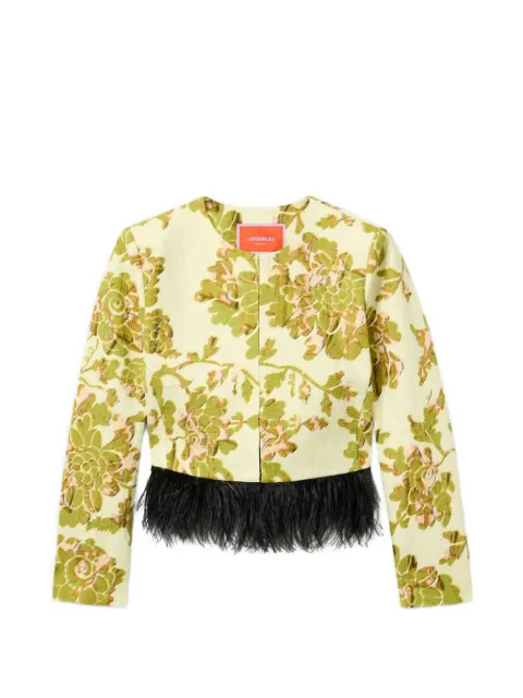 La DoubleJ Bijoux feather-trim jacket Yellow JAC0196COT005OAS01