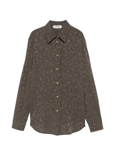 Alberta Ferretti floral-jacquard pussy-bow shirt Grey A02226626