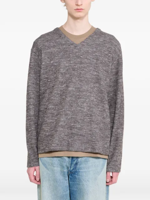Lady White Co. V-neck sweater Brown LWK770BROWNMELANGE