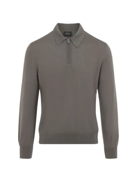 Brioni quarter-zip wool polo shirt Grey UMS10LOZK82