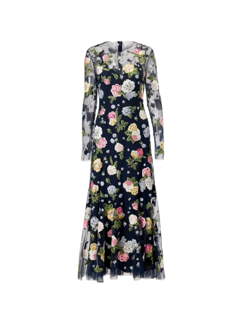 Carolina Herrera floral-embroidered maxi dress Blue E2611E526NTU