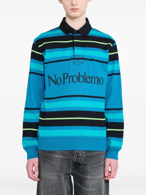 NO PROBLEMO striped long-sleeve polo shirt Blue NP40214051717