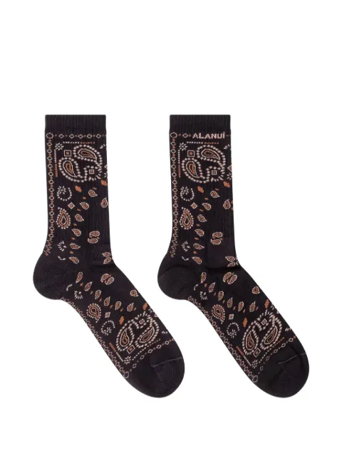 Alanui bandana-pattern intarsia-knit socks Black LMRA004E26KNI0014684