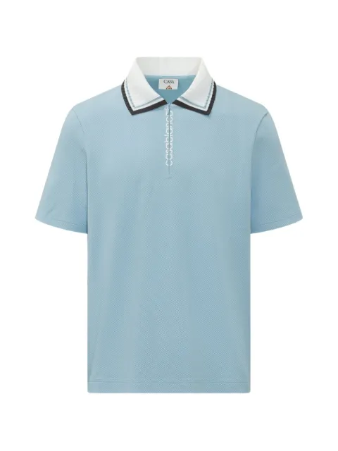 Casablanca zip-up piqué polo shirt Blue MPF26JTP54301