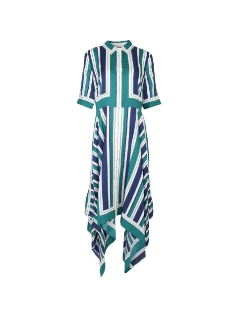SIMKHAI Abrielle striped handkerchief-hem midi dress Green 2261195SW