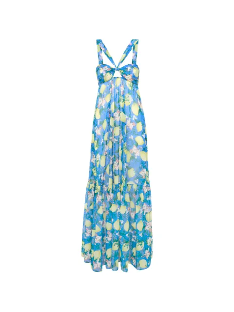 La Perla Amalfi twist floral-print maxi dress Blue PLM0074190