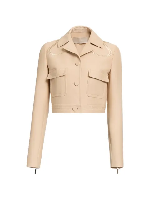 Elie Saab monogram-embroidered gabardine jacket Neutrals J0211NR26POV01