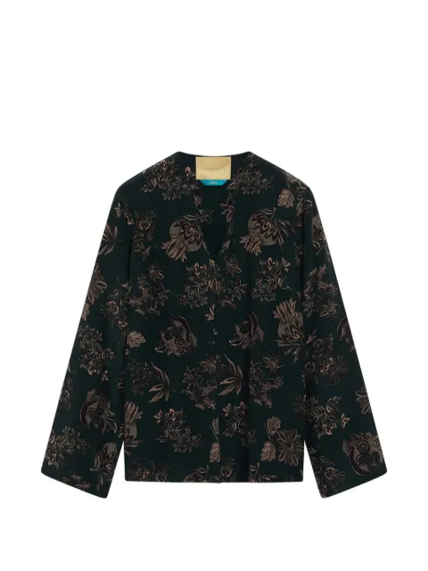 MOMONÌ Nari floral-print silk blouse Green 266MMOBL00226603MO