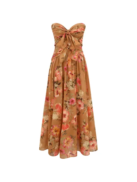 ZIMMERMANN Mahon floral-print midi dress Brown 9039DSS263
