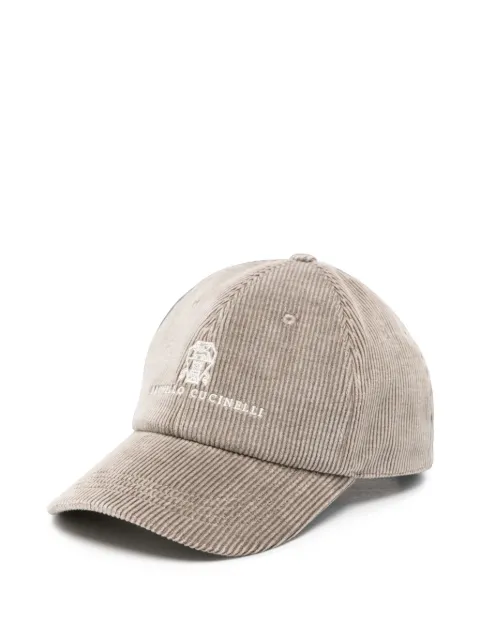 Brunello Cucinelli corduroy logo-embroidered baseball cap Neutrals MY4999850CWV75