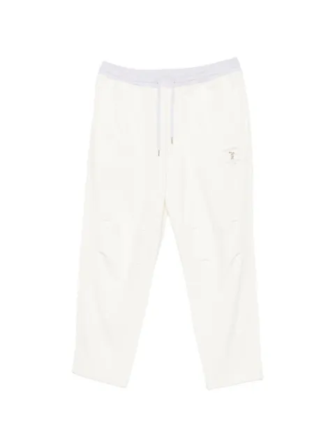 Brunello Cucinelli cotton French terry trousers with embroidery White MM8263388GCA819