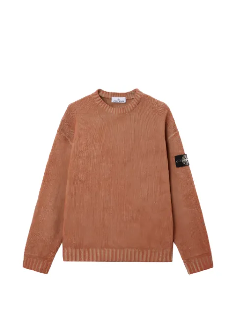 Stone Island logo-patch crew-neck sweater Brown L2S155100016S00Z8