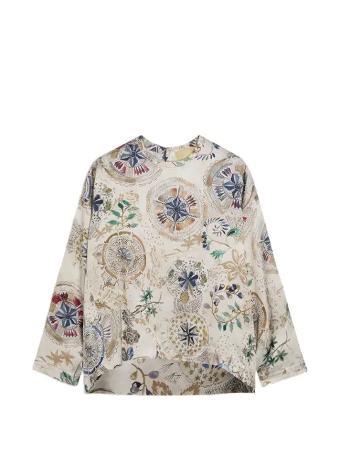 MOMONÌ Stilla printed long-sleeve blouse Neutrals 266MMOBL00926606MO