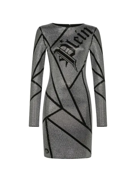 Philipp Plein crystal-embellished logo-print mini dress Black F19CWRG1158PTE003N