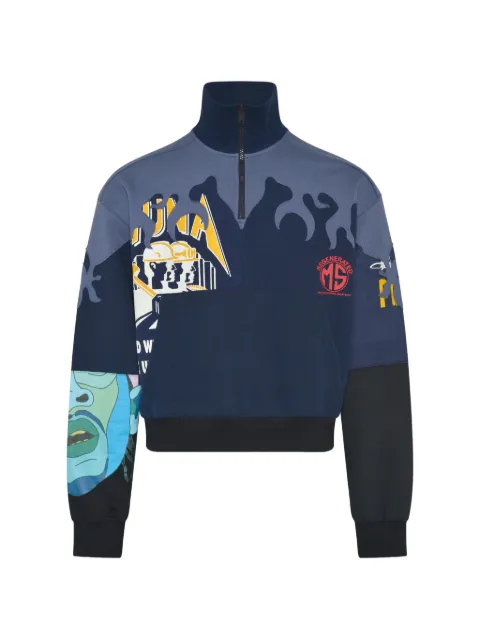 Marine Serre patchwork jersey sweater Blue UST026AUJER0007BL90