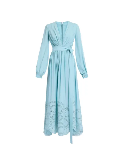 Elie Saab macramé-detail silk midi dress Blue D1054NR26SIM02