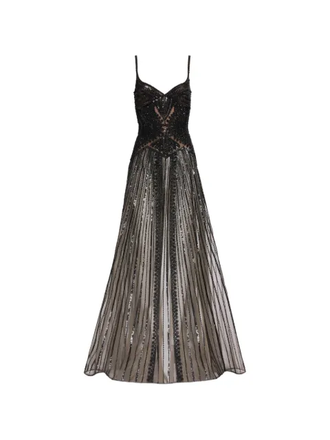 Elie Saab bead-embroidered sequin-embellished dress Black D1023NR26BE066