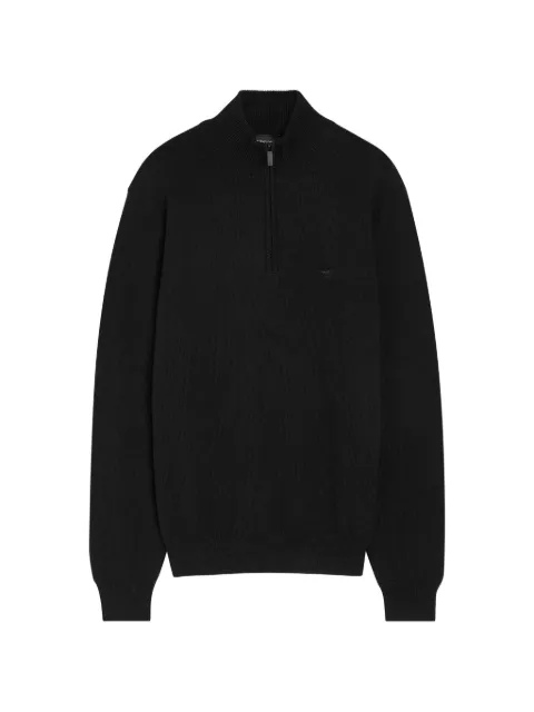 Emporio Armani half-zip embroidered-logo sweater Black EM005176AF241