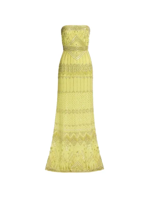 Elie Saab bead-embroidered strapless evening dress Green D1090NR26BE065
