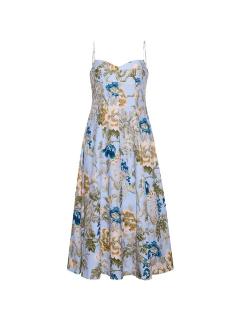 Cara Cara Cherry floral-print day dress Blue 1578L