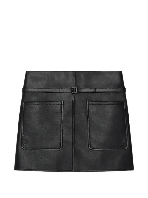 Courrèges belted patch-pocket leather mini skirt Black 226LJU368CV0005