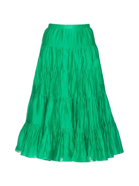 Alexis Ondine tiered crinkled A-line skirt Green ONDINE