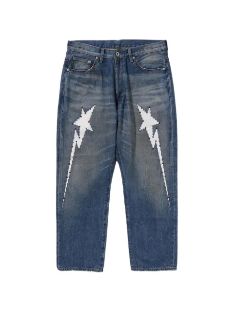 A BATHING APE® Color Stone crystal-embellished jeans Blue 1L80150002