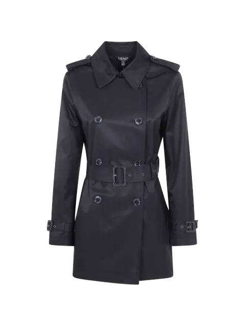 Lauren Ralph Lauren double-breasted belted trench coat Black 297967126099