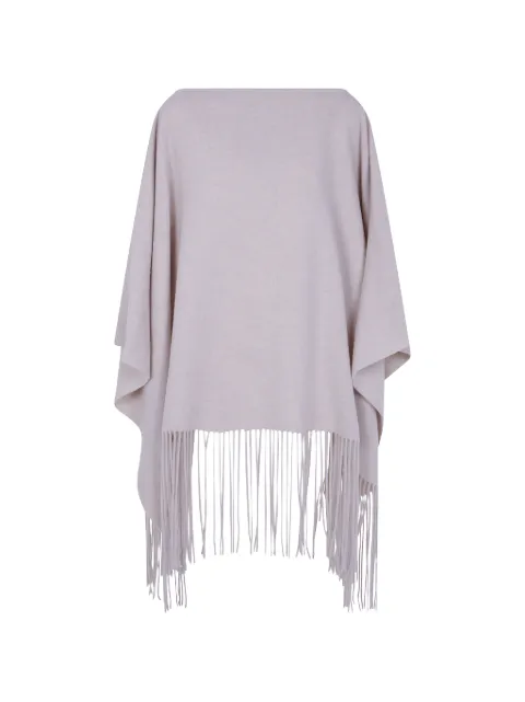 Liviana Conti fringe-trim poncho cape Neutrals A6WF09