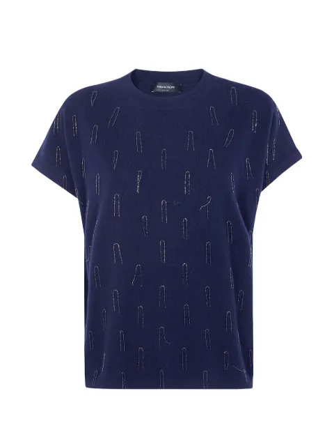 Fabiana Filippi bead-embellished short-sleeve T-shirt Blue MAD216F525M281