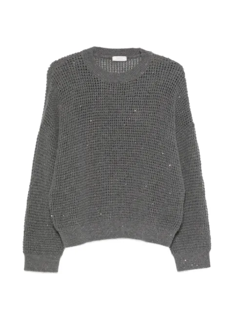 Peserico sequin-embellished open-knit sweater Grey A99222F07A9336