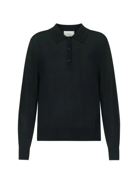 LouLou de Saison fine-knit long-sleeve polo shirt Black MILES